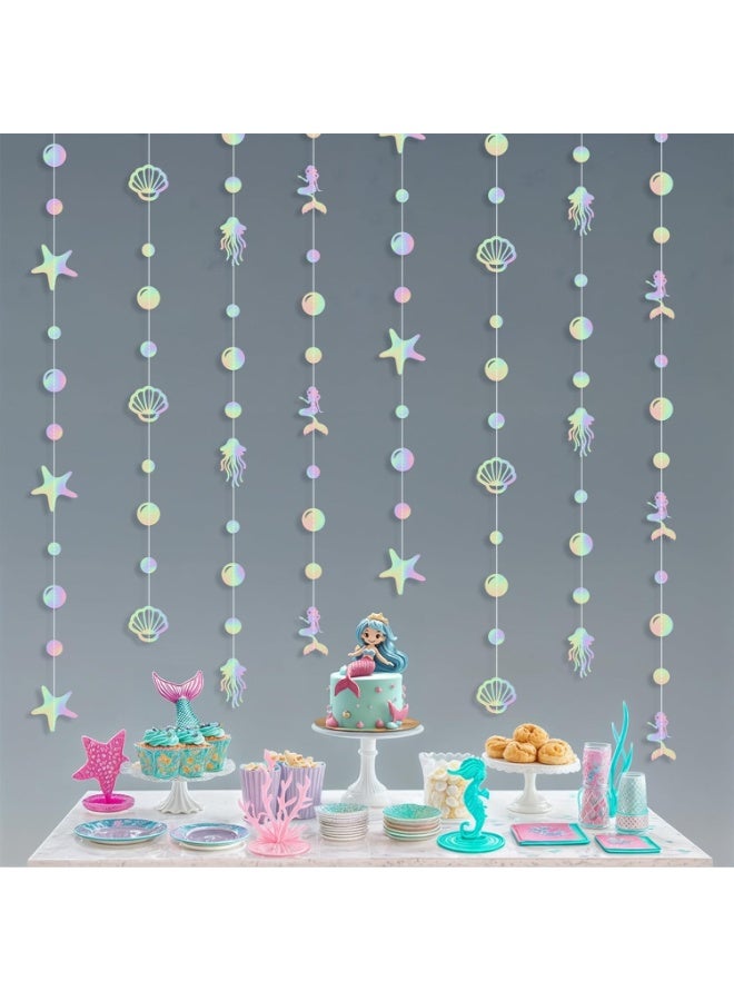 KATCHON Iridescent Under The Sea Garland - 6.5 Feet, 8 Strings | Seashell Banner, Under The Sea Party Decorations | Mermaid Garland for Mermaid Birthday Decorations, Ocean Themed Party Decorations - Image 1