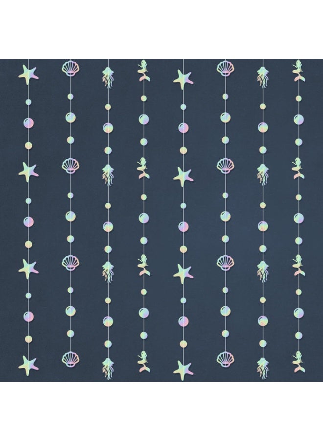 KATCHON Iridescent Under The Sea Garland - 6.5 Feet, 8 Strings | Seashell Banner, Under The Sea Party Decorations | Mermaid Garland for Mermaid Birthday Decorations, Ocean Themed Party Decorations - Image 5