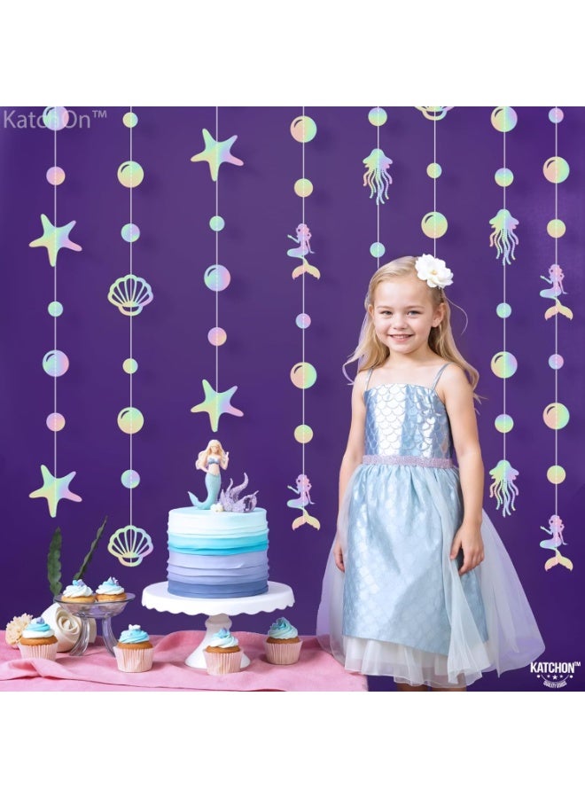 KATCHON Iridescent Under The Sea Garland - 6.5 Feet, 8 Strings | Seashell Banner, Under The Sea Party Decorations | Mermaid Garland for Mermaid Birthday Decorations, Ocean Themed Party Decorations - Image 4