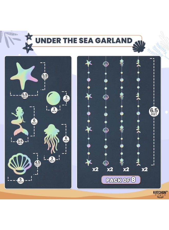 KATCHON Iridescent Under The Sea Garland - 6.5 Feet, 8 Strings | Seashell Banner, Under The Sea Party Decorations | Mermaid Garland for Mermaid Birthday Decorations, Ocean Themed Party Decorations - Image 3