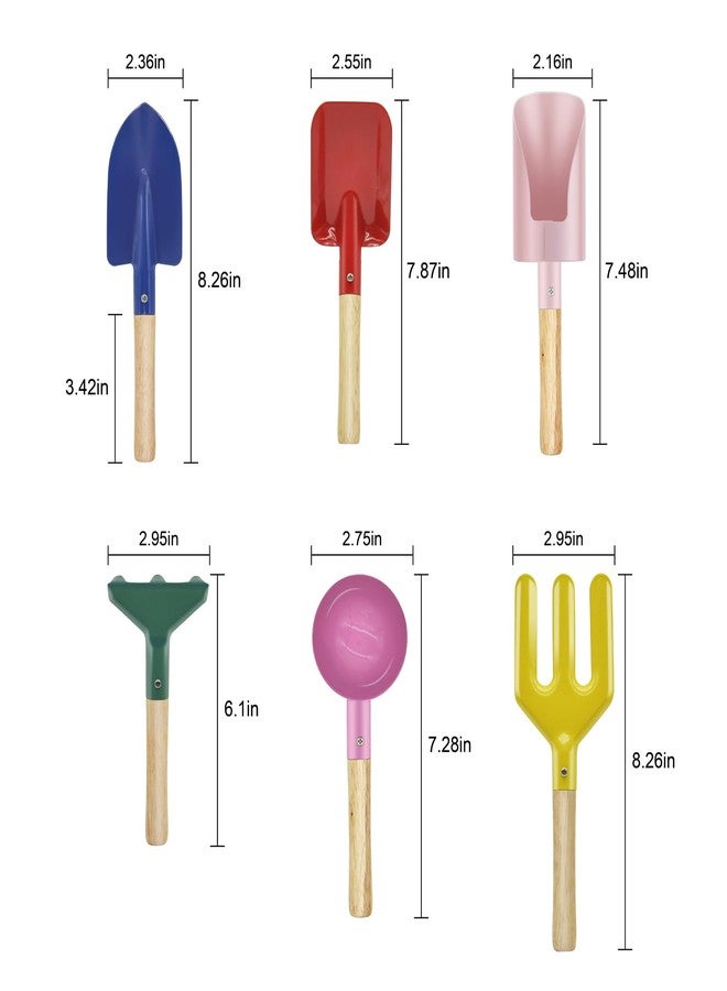 OKGD 6-Piece Garden Tools Set for Kids,Children Beach Sandbox Toy,Including Cylinder Scoop, Trowel, Spoon, Fork, Rake & Shovel for Kids - Image 2