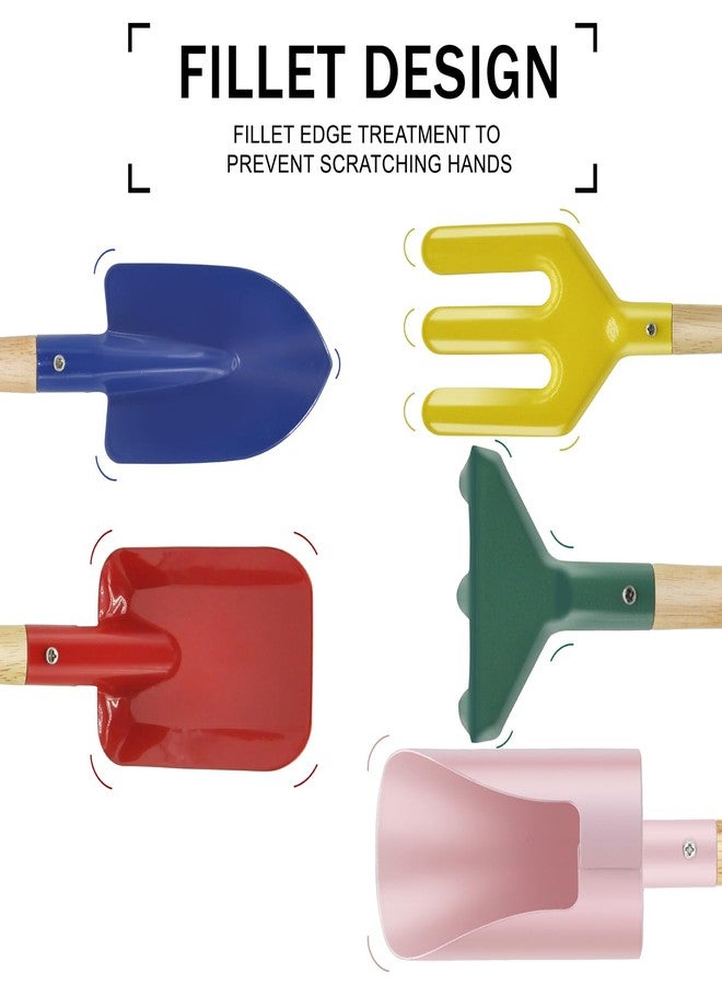 OKGD 6-Piece Garden Tools Set for Kids,Children Beach Sandbox Toy,Including Cylinder Scoop, Trowel, Spoon, Fork, Rake & Shovel for Kids - Image 4