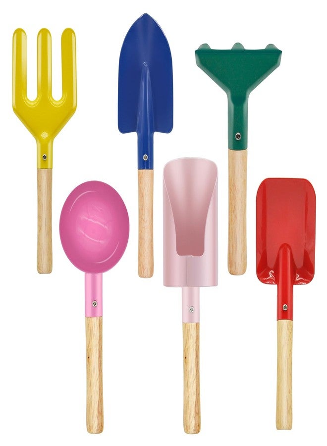 OKGD 6-Piece Garden Tools Set for Kids,Children Beach Sandbox Toy,Including Cylinder Scoop, Trowel, Spoon, Fork, Rake & Shovel for Kids - Image 1
