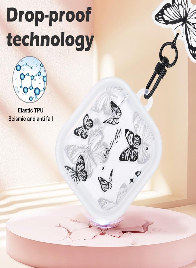 CameCosy for AirPods 4 Case Cover with Cute Keychain, Black Butterflies Design for Women Girls Protective Shockproof Soft TPU Premium Cover for AirPods 4th Generation - Image 5