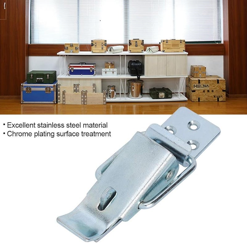 4Pcs Stainless Steel Spring Hasp Lock Case Latch Chrome Plated Hardware Fastener - Image 3