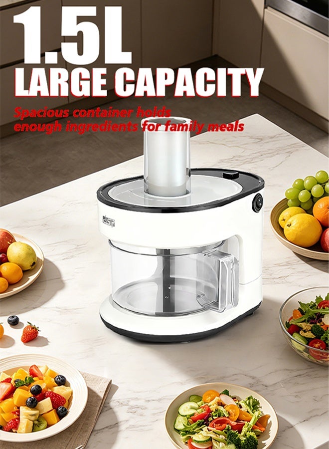 DSP 3-in-1 Electric Cheese Grater,1.5L Vegetable Chopper & Slicer with Safe Lock,One-Touch Easy Control,Electric Salad Machine for Fruits, Vegetables, Cheeses,Food Processor with 3 Blades Set,Food Pusher,Dicing Device,KM5069 - Image 3