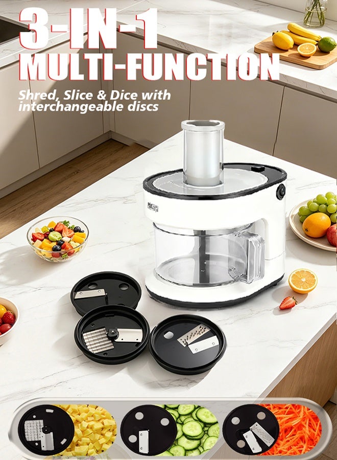 DSP 3-in-1 Electric Cheese Grater,1.5L Vegetable Chopper & Slicer with Safe Lock,One-Touch Easy Control,Electric Salad Machine for Fruits, Vegetables, Cheeses,Food Processor with 3 Blades Set,Food Pusher,Dicing Device,KM5069 - Image 4
