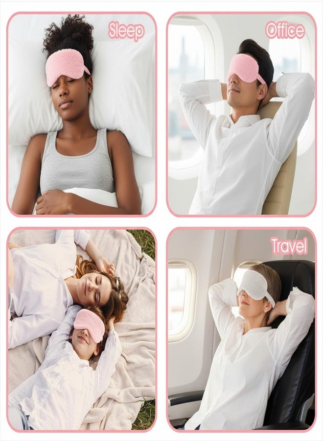 Sibba Plush Eye Mask, 2Pcs Furry Sleep Masks Silk Blindfold, Antifaz para Dormir Comfortable Fluffy Sleeping Eye Cover for Women Men Sleepover Nap Travel Party Supply, Pink White - Image 5