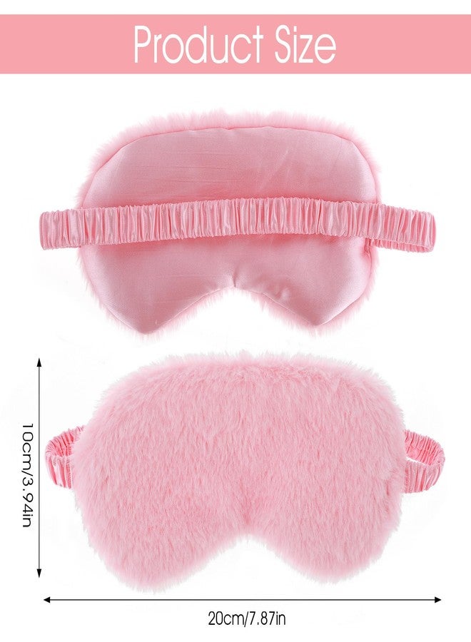 Sibba Plush Eye Mask, 2Pcs Furry Sleep Masks Silk Blindfold, Antifaz para Dormir Comfortable Fluffy Sleeping Eye Cover for Women Men Sleepover Nap Travel Party Supply, Pink White - Image 2