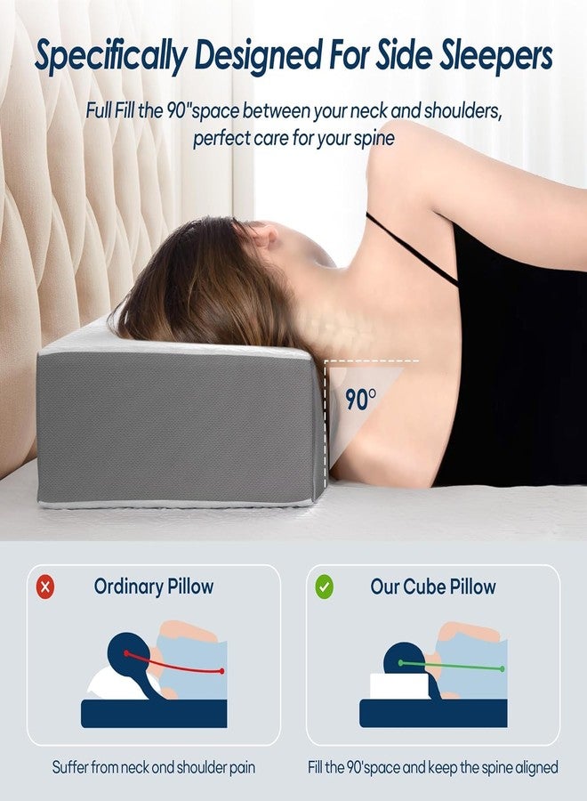 Kehangte Cooling Cube Pillow for Side Sleepers, Square Memory Foam Side Sleeper Pillow Firm Soft Double-Sided Supportive, Support Head Neck Shoulder for Pain Relief Cervical Pillow, 24"x12"x6" - Image 2