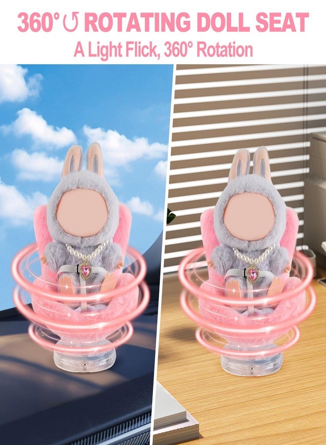 SYFLHYP Cute Doll Car Seat for Labubu, Premium Car Seat Accessories for 4-7in Dolls, Including Air Vent Clip, Desktop Stand, Adjustable Strap, Airflow-Friendly Design(Pink) - Image 3