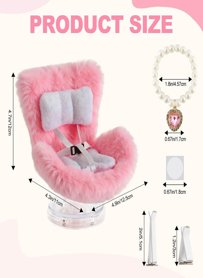 SYFLHYP Cute Doll Car Seat for Labubu, Premium Car Seat Accessories for 4-7in Dolls, Including Air Vent Clip, Desktop Stand, Adjustable Strap, Airflow-Friendly Design(Pink) - Image 2