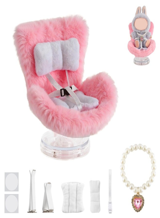 SYFLHYP Cute Doll Car Seat for Labubu, Premium Car Seat Accessories for 4-7in Dolls, Including Air Vent Clip, Desktop Stand, Adjustable Strap, Airflow-Friendly Design(Pink) - Image 1