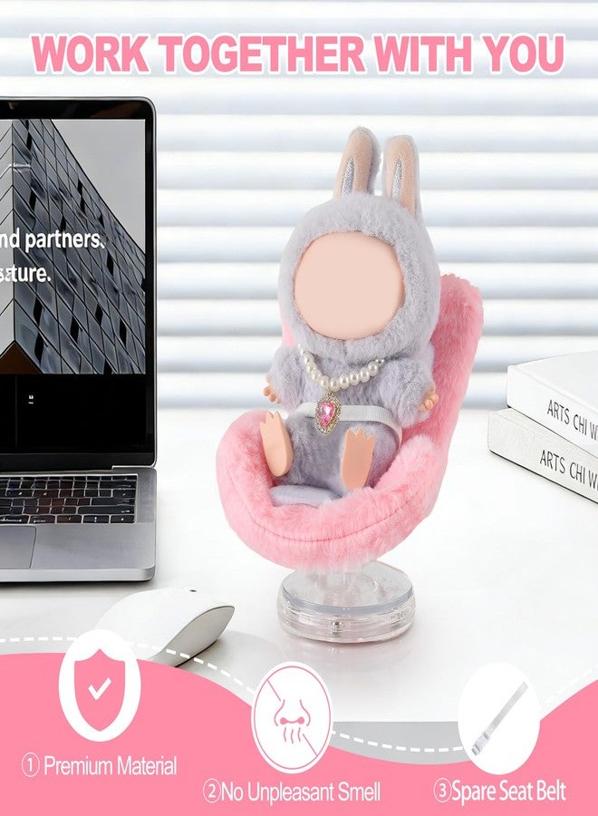 SYFLHYP Cute Doll Car Seat for Labubu, Premium Car Seat Accessories for 4-7in Dolls, Including Air Vent Clip, Desktop Stand, Adjustable Strap, Airflow-Friendly Design(Pink) - Image 5