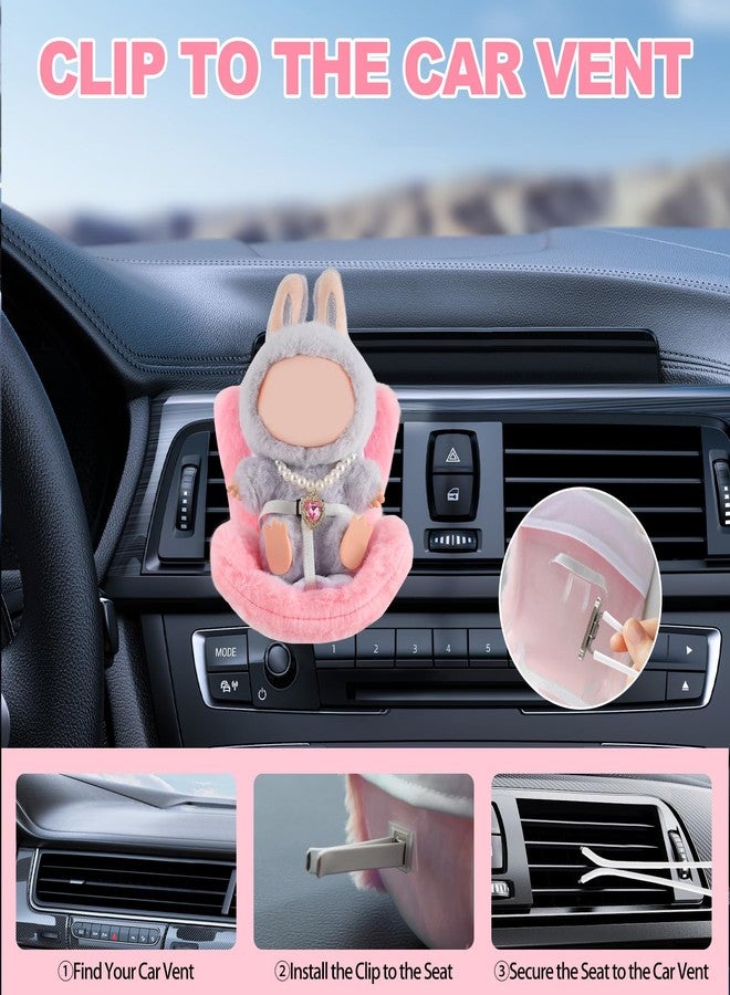 SYFLHYP Cute Doll Car Seat for Labubu, Premium Car Seat Accessories for 4-7in Dolls, Including Air Vent Clip, Desktop Stand, Adjustable Strap, Airflow-Friendly Design(Pink) - Image 4