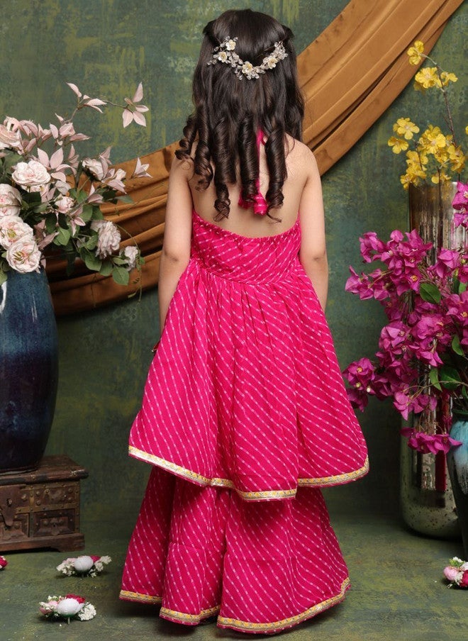 Saka Designs Leheriya Printed Kurta and Sharara Set for Girls - Image 5