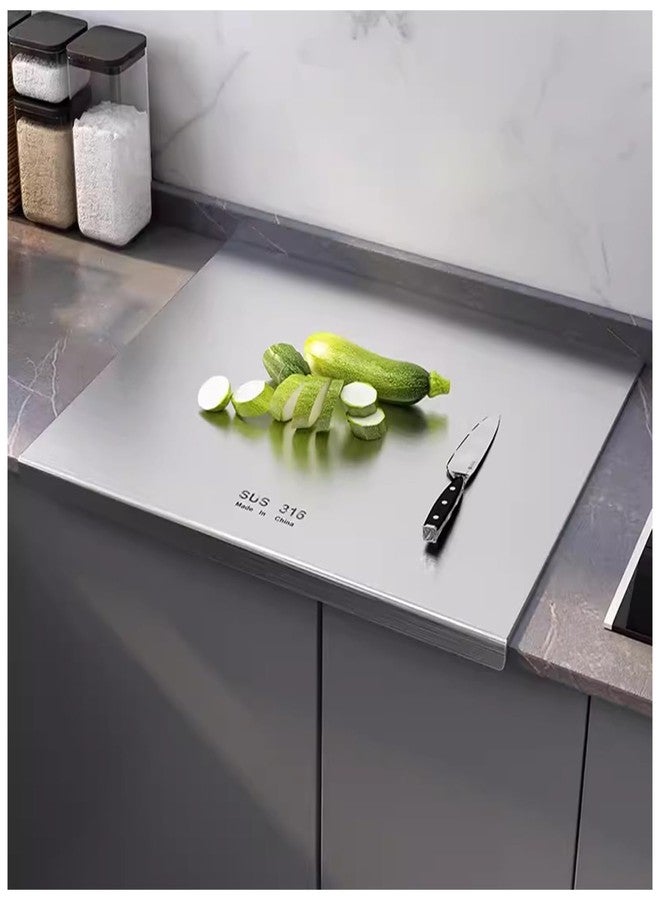 EHERDM 316 Stainless Steel Cutting Boards for Kitchen Stainless Steel Cutting Boards with Lip Kitchen Steel Chopping Boards Suitable for Meat Fruits Vegetables Bread Baking(40 x 30cm/15.7 x 11.8 in) - Image 2