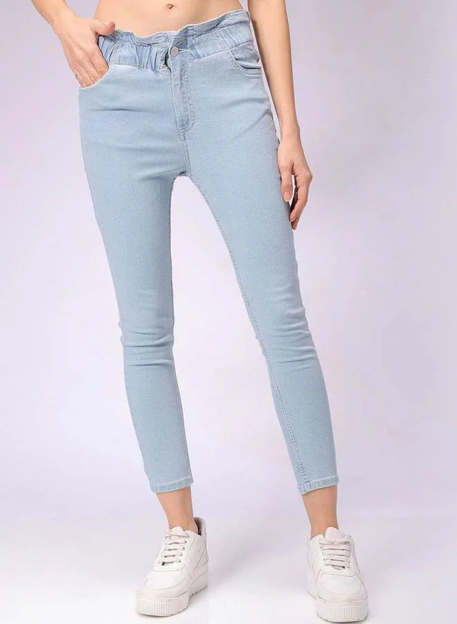 مرفوعة Freehand Women Blue Mid Rise Skinny Fit Solid Jeans