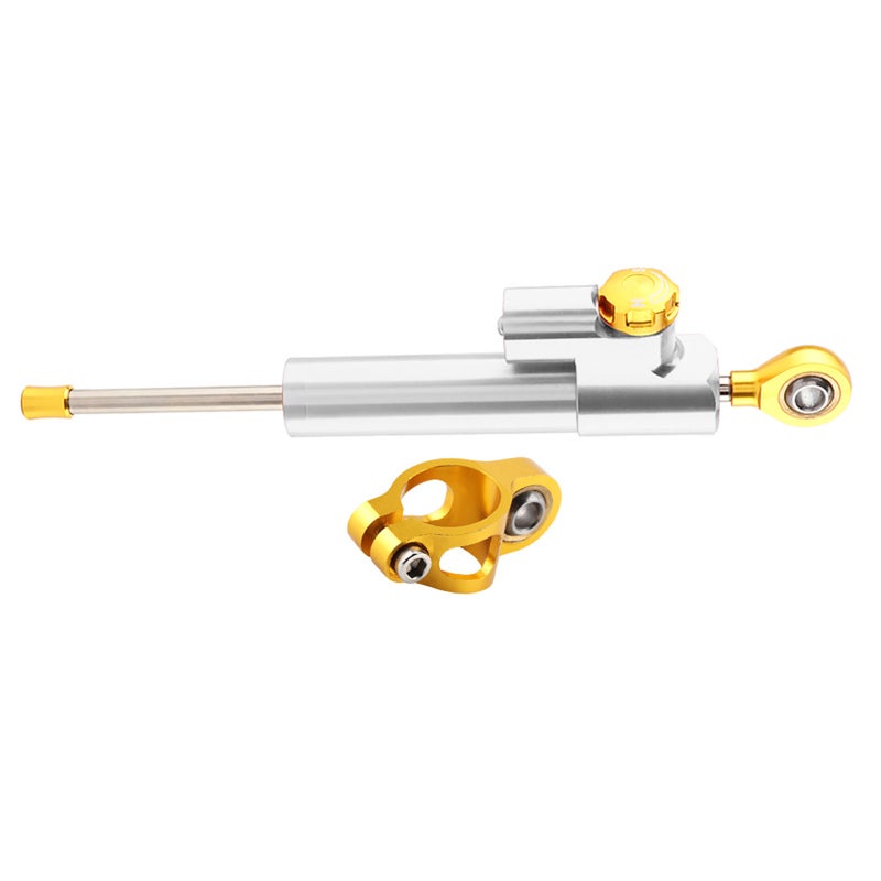 Motorcycle Steering Damper Universal Aluminum Alloy Stabilizer - Anodized Silver for High-Emissions Cars Sports Cars Street Cars - Image 3