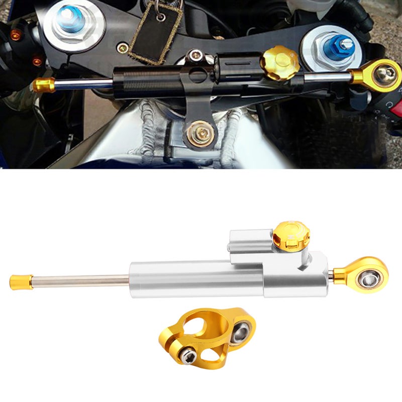 Motorcycle Steering Damper Universal Aluminum Alloy Stabilizer - Anodized Silver for High-Emissions Cars Sports Cars Street Cars - Image 5