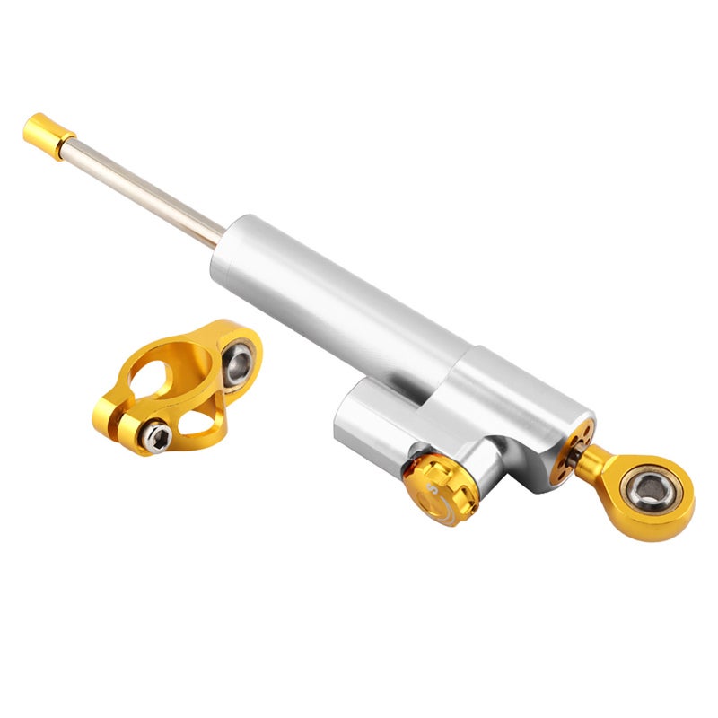 Motorcycle Steering Damper Universal Aluminum Alloy Stabilizer - Anodized Silver for High-Emissions Cars Sports Cars Street Cars - Image 2