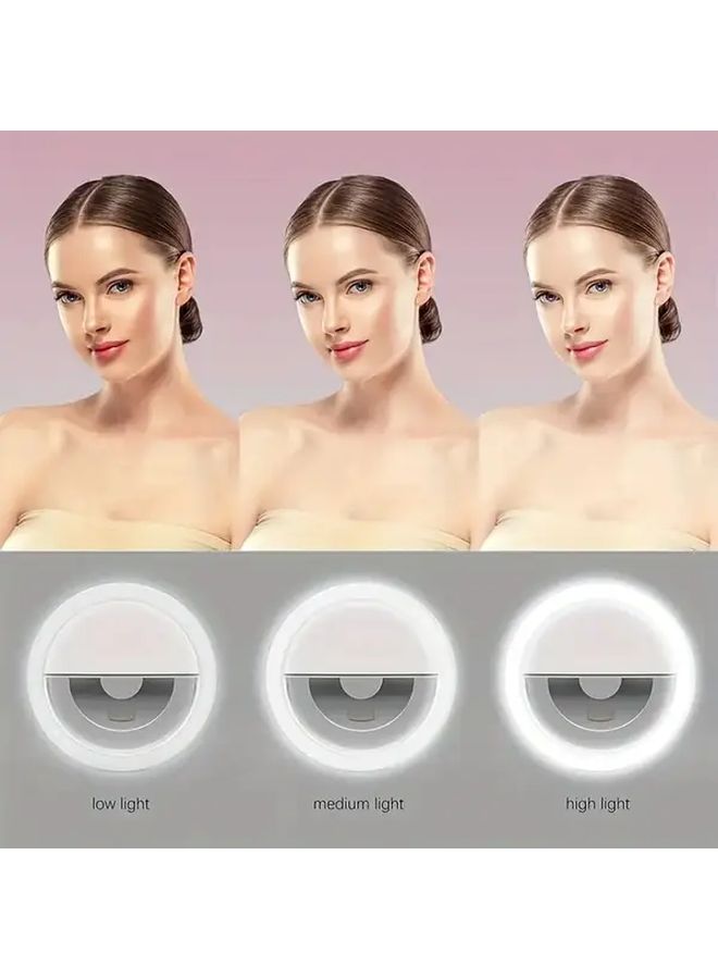 ضوء حلقة LED أبيض قابلة للشحن للصور الشخصية والبث المباشر المحمول بنمط طاقة مزدوج (بطارية/USB) - Image 5