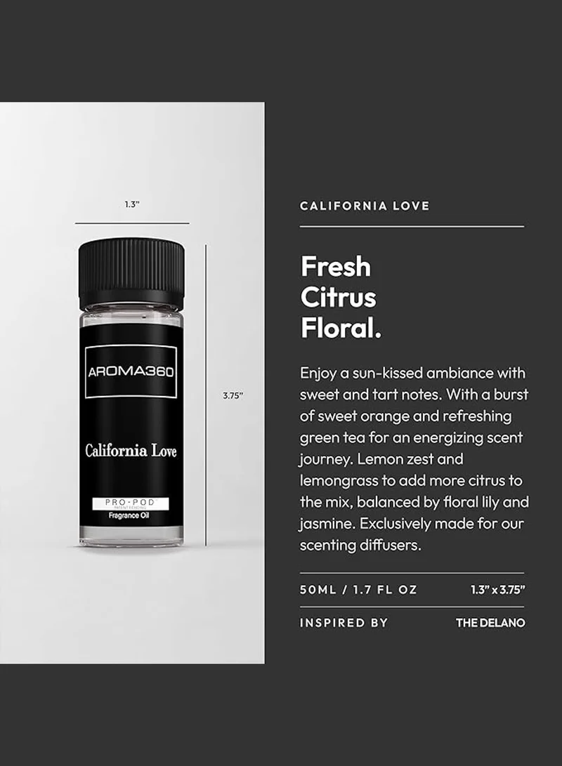 AROMA360 California Love Pro-Pod Oil Blend - Hotel Inspired for Luxury Essential Oil Diffusers - Aromatherapy Scent Diffuser Oil - Green Tea, Lemongrass, and Lily