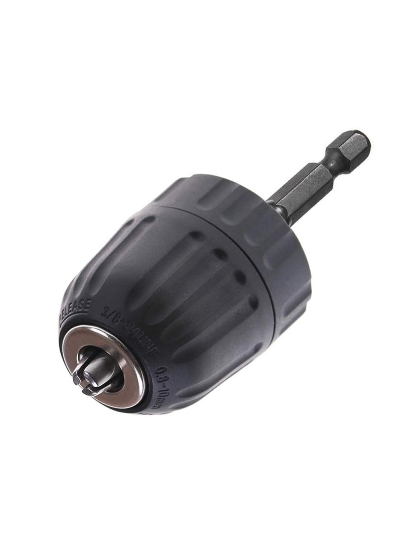 Yakumuz Quick Change 1/4-Inch Hex Shank, Yakumuz 0.8-10mm Clamping Capacity Mount 3/8-24UNF Keyless Drill Chuck Screwdriver to Drill Converter Conversion Tool - Image 1