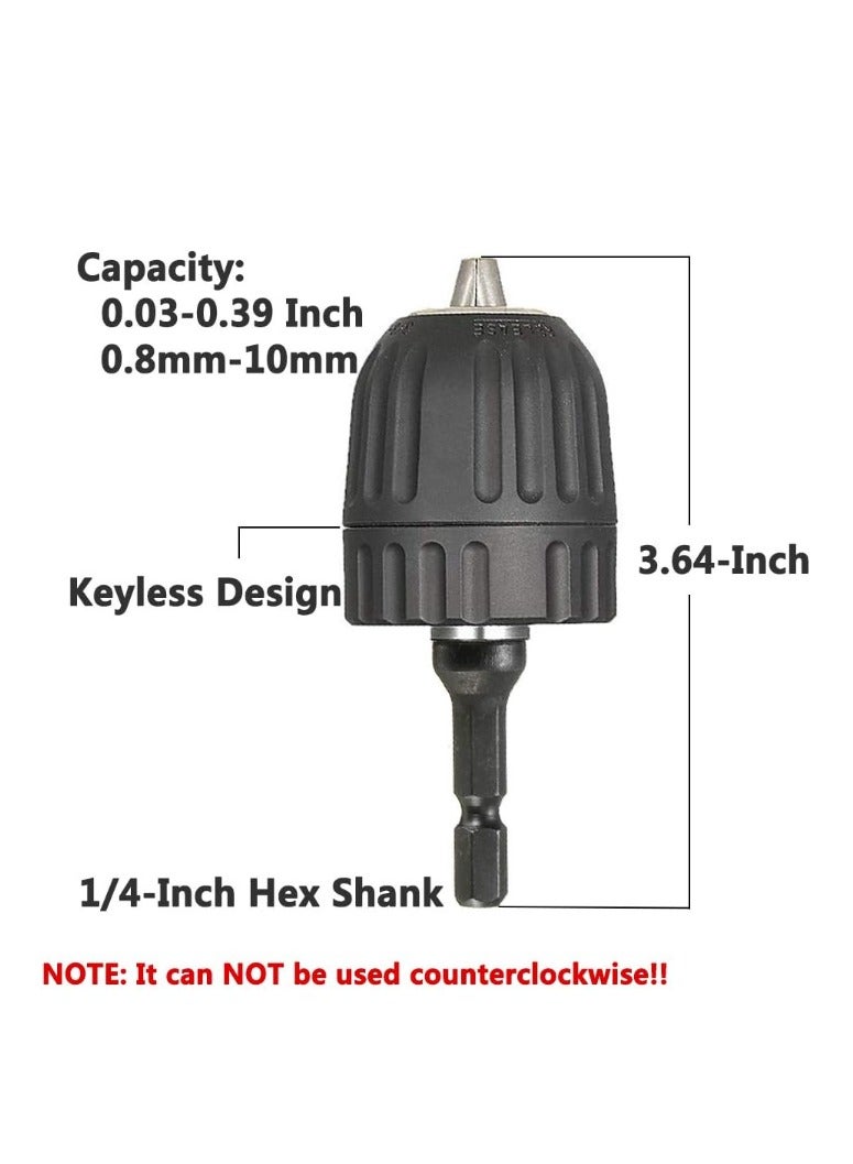 Yakumuz Quick Change 1/4-Inch Hex Shank, Yakumuz 0.8-10mm Clamping Capacity Mount 3/8-24UNF Keyless Drill Chuck Screwdriver to Drill Converter Conversion Tool - Image 5