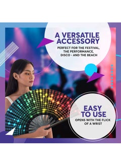 SYOSI Hand Fan And Folding Fan Black Feather Hand Fan with Hand Baffle Colorful Folding Craft Fan for Festive Carnival Party Decoration and Show Accessories  - Image 5