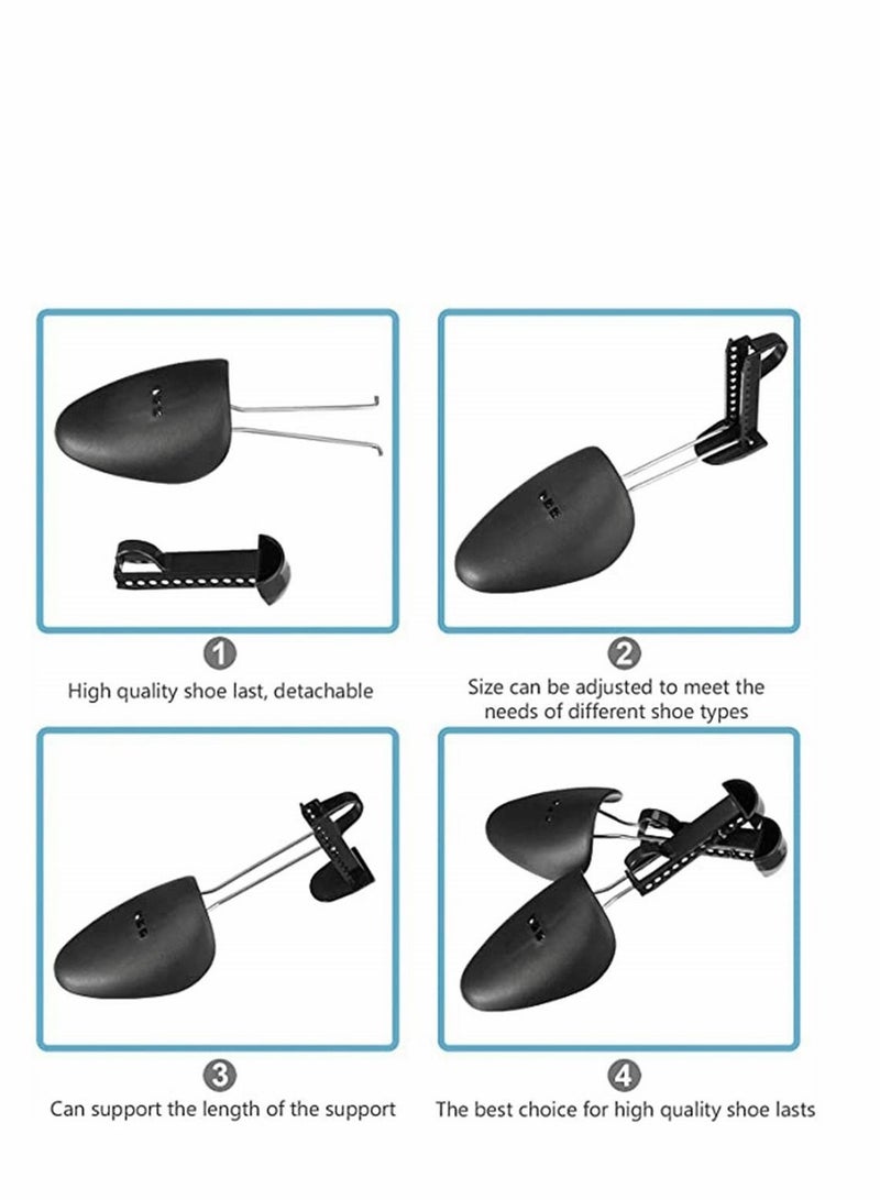 سيوسي شجرة الأحذية ، زوجان من البلاستيك العملي القابل للتعديل طول شجرة الأحذية للرجال ، حامل الحذاء القابل للتمدد ، حامل التمهيد المنظم ، مشكل الحذاء على شكل أصابع القدم حماية Crep ، أسود - Image 3