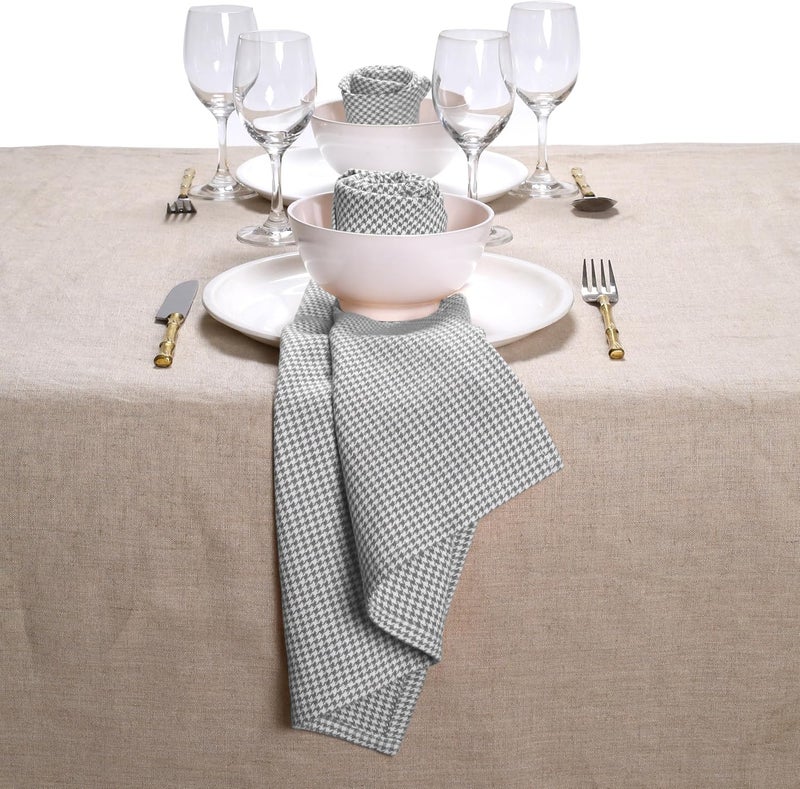 Native Fab 100 Cotton Cloth Napkins 18x18 inches Houndstooth Dinner Napkins Set of 12 Soft Breathable Absorbent Machine Washable Cloth Napkins Grey - Image 2