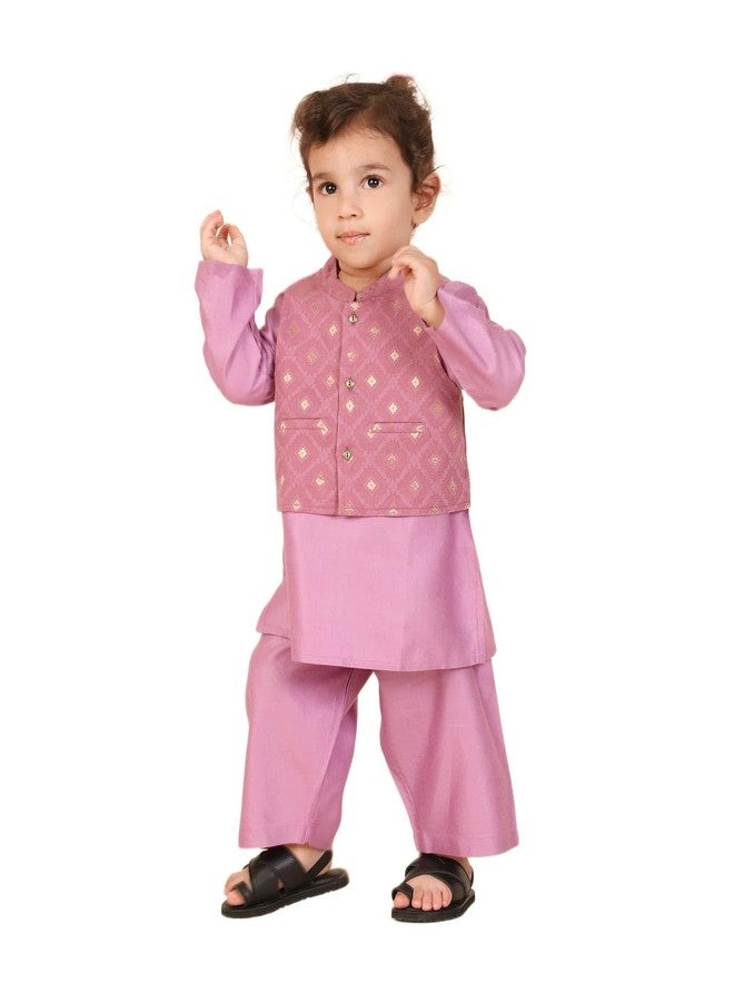 Fabindia Purple Viscose Blend 3Pc Kurta Set - Image 1