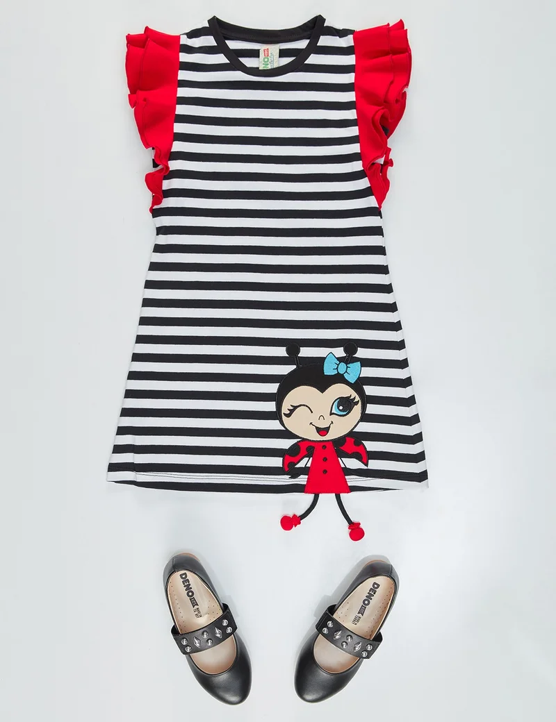 Denokids Striped Ruffle Dress