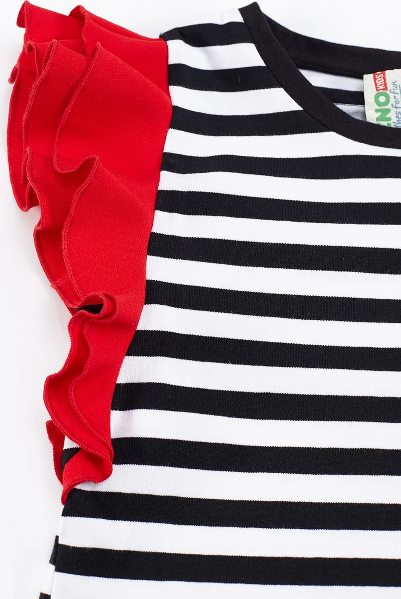 Denokids Striped Ruffle Dress