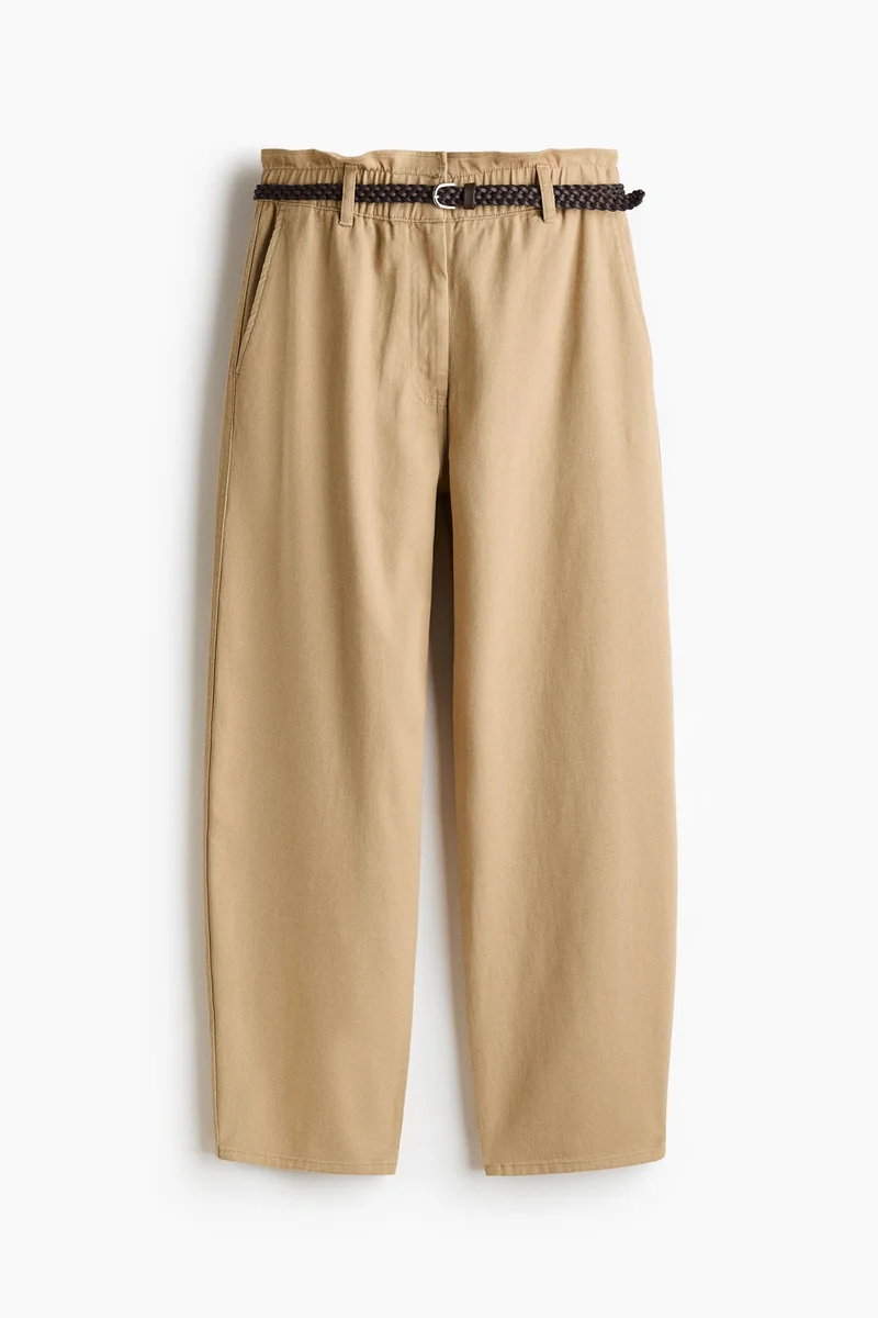 H&M Belted barrel trousers