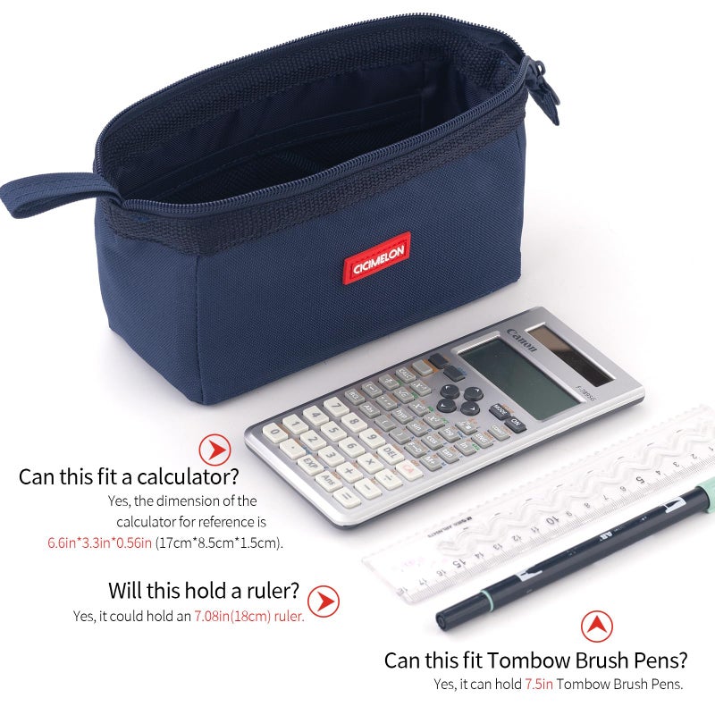 CICIMELON Pencil Case Large Capacity Pencil Pouch Pen Bag for School Teen Girl Boy Men Women (Navy) - Image 4