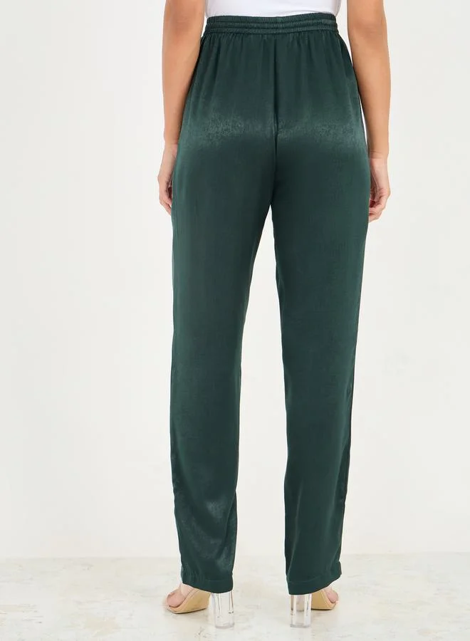 Styli High Rise Drawcord Waistband Tapered Pant