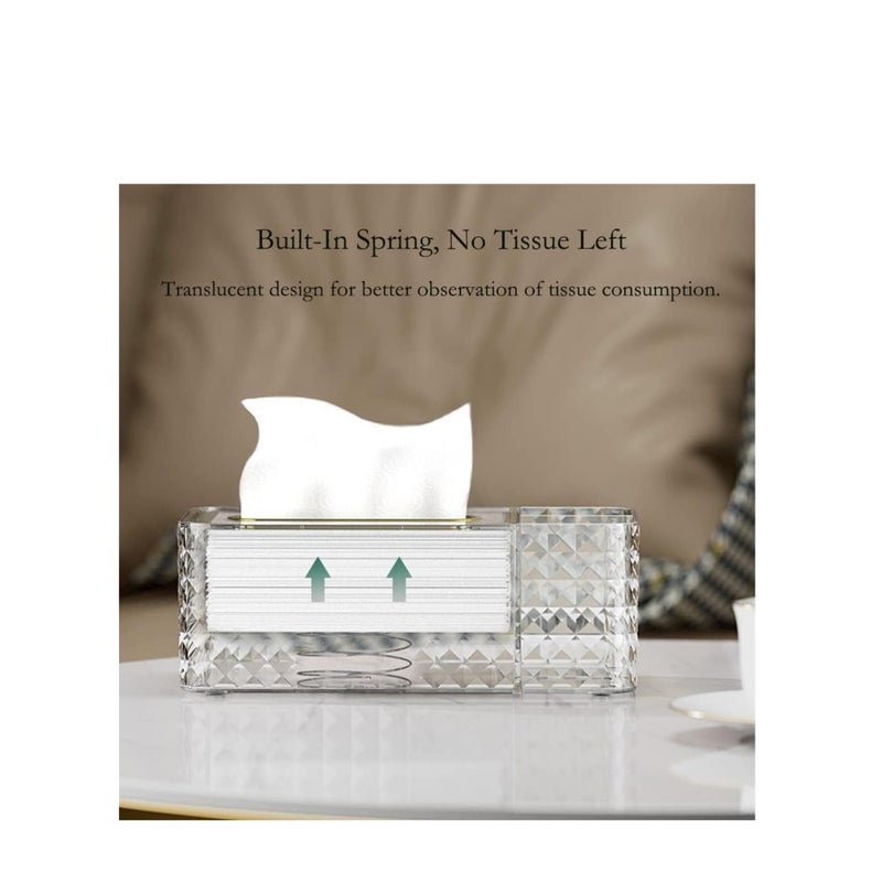 Zikra Tissue Box Holder & Desk Organizer, Exquisite Clear Tissue Box Holders Rectangular, Multifunctional Tissue Box Cover Tissue Paper Box with Storage Box -9.5 * 4.7 * 3.5 Inches(Green) - Image 3