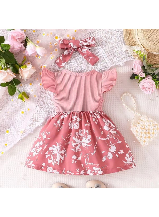 Baby Girl Frock Casual Dress with Headband Newborn Outfit Kids Frock - Image 2