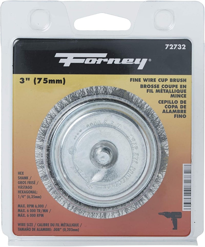 Forney 72732 Wire Cup Brush Fine Crimped with 14Inch Hex Shank 3Inchby008Inch - Image 4
