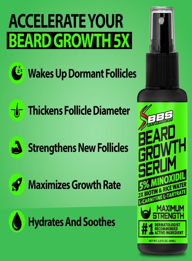 BBS BEST BEARD STUFF Minoxidil for Beard Growth – 5% Serum with 2X Biotin & Rice Water, Promotes Thicker, Fuller Facial Hair, Ideal for Patchy Areas, Revitalizes Follicles - Image 2