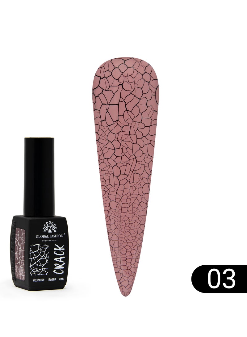 Crackle Gel Nail Polish - Captivating Cracked Effects | 12 Colors | 8ml | Global Fashion Professional | No. 03