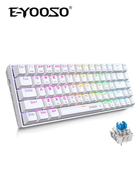 Z686 Wireless 65% Mechanical Gaming Keyboard, 68-Key RGB Backlit with Clicky Blue Switches, Bluetooth/2.4G/USB Wired, Triple Mode Compatibility for Windows/Mac OS/iOS/Android/PS4 – Ideal for Home, Office, and Gaming