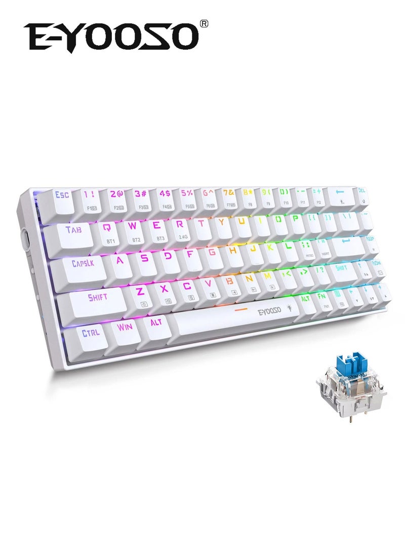 E-YOOSO - Z686 Wireless 65% Mechanical Gaming Keyboard, 68-Key RGB Backlit with Clicky Blue Switches, Bluetooth/2.4G/USB Wired, Triple Mode Compatibility for Windows/Mac OS/iOS/Android/PS4 – Ideal for Home, Office, and Gaming - Image 1