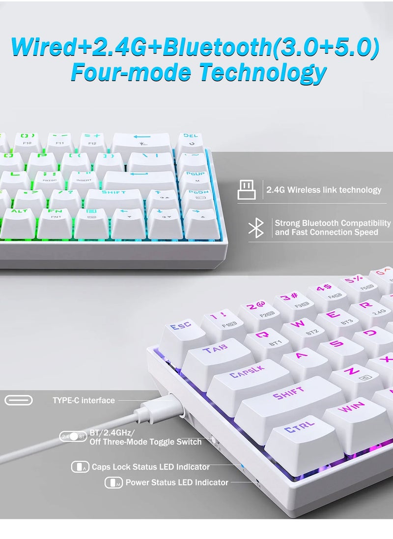 E-YOOSO - Z686 Wireless 65% Mechanical Gaming Keyboard, 68-Key RGB Backlit with Clicky Blue Switches, Bluetooth/2.4G/USB Wired, Triple Mode Compatibility for Windows/Mac OS/iOS/Android/PS4 – Ideal for Home, Office, and Gaming - Image 1