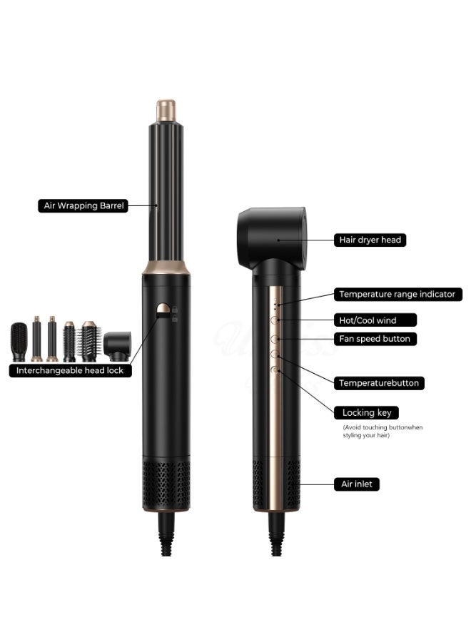 UKLISS Hair Dryer Brush 6 in 1 Hot Air Styler, Negative Ionic Fast Drying Multi Styler for Curling, Straightening & Volumizing - Image 2