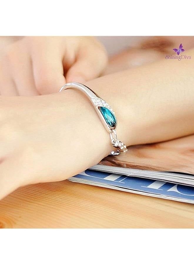 Shining Diva Fashion Valentine Gift Non Precious Metal Jewelery Set For Women Blue Rcmb216  - Image 5