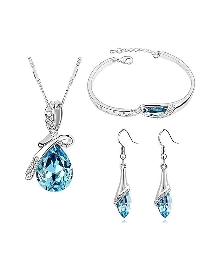 Shining Diva Fashion Valentine Gift Non Precious Metal Jewelery Set For Women Blue Rcmb216  - Image 1