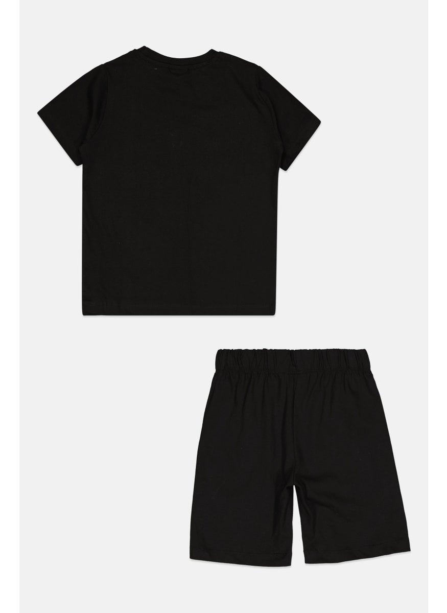 Batman Kids Boy 2 Pieces  Crew Neck Short Sleeves Batman Team Up T-shirt And Shorts, Black  - Image 2